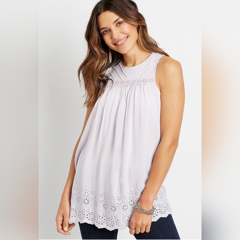 Maurices Lavender Sleeveless Eyelet Blouse
